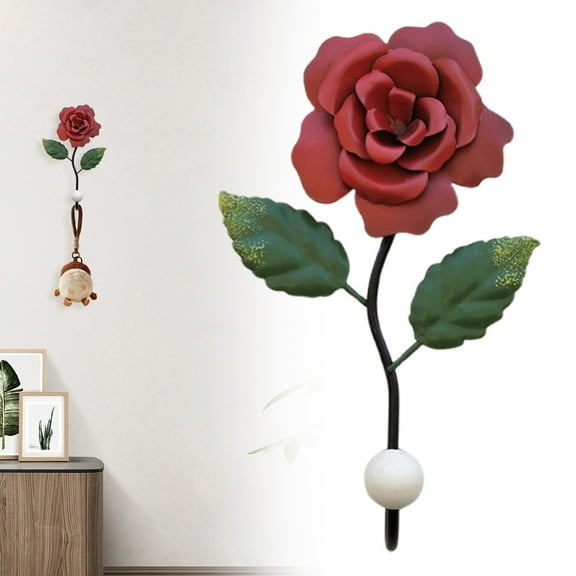 Creative Rose Wall Hooks Wall Mounted Creative Daisy Flower Iron Hook for Hanging Coat/Hat/Key/Towel/Handbag Hooks/Hangers Room Wall Decor