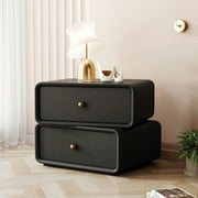 Creative Rotating Bedside Table Wooden 2 Drawers Storage Cabinet Leather Solid Color Factory Direct Bedroom Nightstands