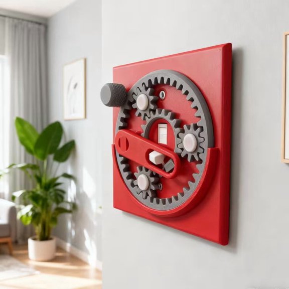 Creative Rotating Light Switch Panel - Unique Gear Linkage Mechanical Decor for Standard Single Switches