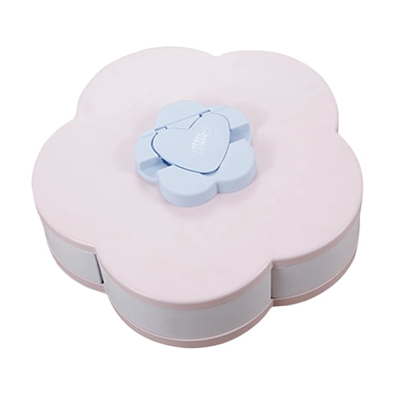 Creative Rotating Snack Tray with Divided Compartments, Portable Snack Box for Movie Nights and Travel, Lazy Food Organizer with Rotating Lid, for Party & Home Use, Easy to Clean Pink