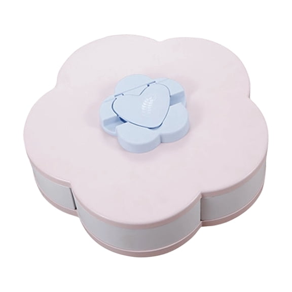 Creative Rotating Snack Tray with Divided Compartments, Portable Snack Box for Movie Nights and Travel, Lazy Food Organizer with Rotating Lid, for Party & Home Use, Easy to Clean Pink