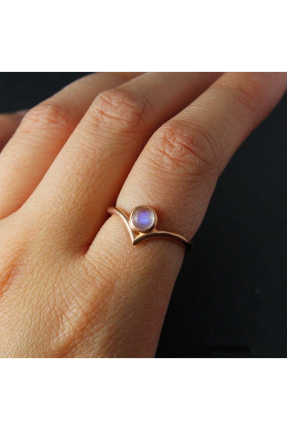 Womens Geometric Moonstone Ring 14K Gold Plated Copper Delicate Lightweight DiamondAccent Jewelry Everyday Use