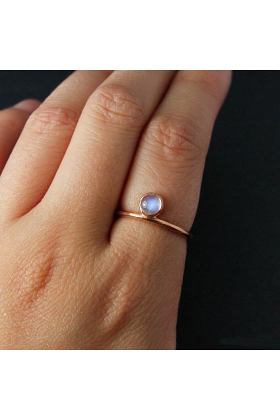 Womens Geometric Moonstone Ring 14K Gold Plated Copper Delicate Lightweight DiamondAccent Jewelry Everyday Use