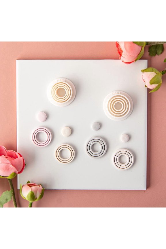 Creative Round Soft Pottery Earring Mold - 2-Piece DIY Jewelry Making Tools for Unique Geometric Earrings