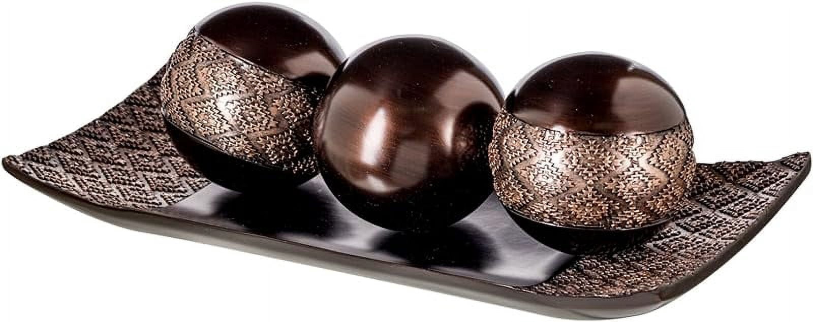 Creative Scents Dublin Home Decor Tray and Orbs Set - Coffee Table Decor - Centerpiece Table Decorations for Living Room Decor - Decorative Accents Bowl with Spheres Balls for Dining Table Decor Brown