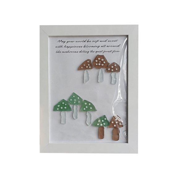 Creative Sea Glass Photo Frame, Natural Style Art Frame for Home and Desktop Decoration, Wall Mounted Picture Display with Beach Glass Accents for Gift Giving