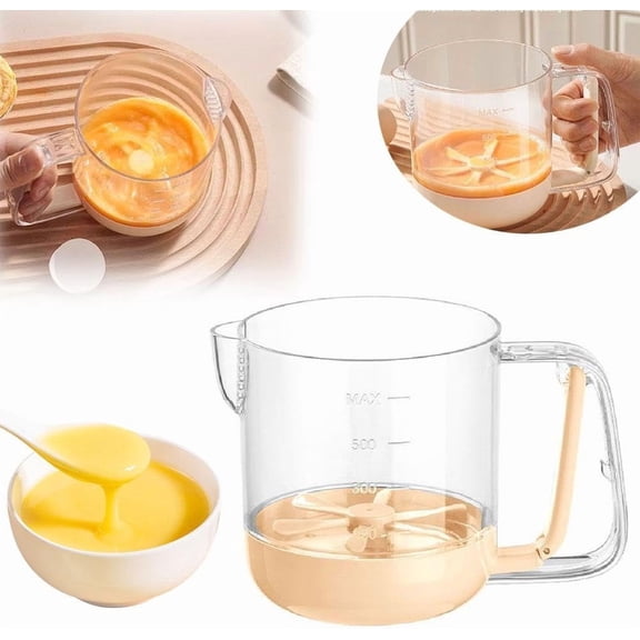 Creative Semi Automatic Egg Mixing Cup Multifunction Hand Whisk Stirrer, Quick Kitchen Tool for Eggs, Cake Batter, Milk Powder & Marinades Z