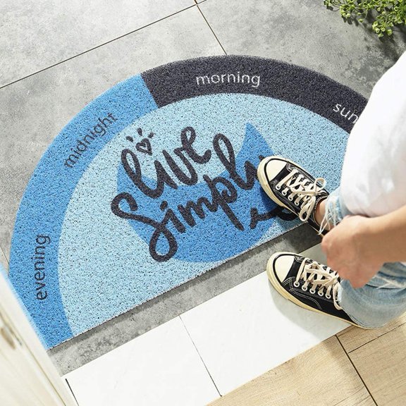 Creative Semi-Circular Area Rug Anti Slip Door Mat Rainbow Sun Printing Floor Mats Bedroom Carpet Rugs Entrance Doormat - Sun, 16"X32"