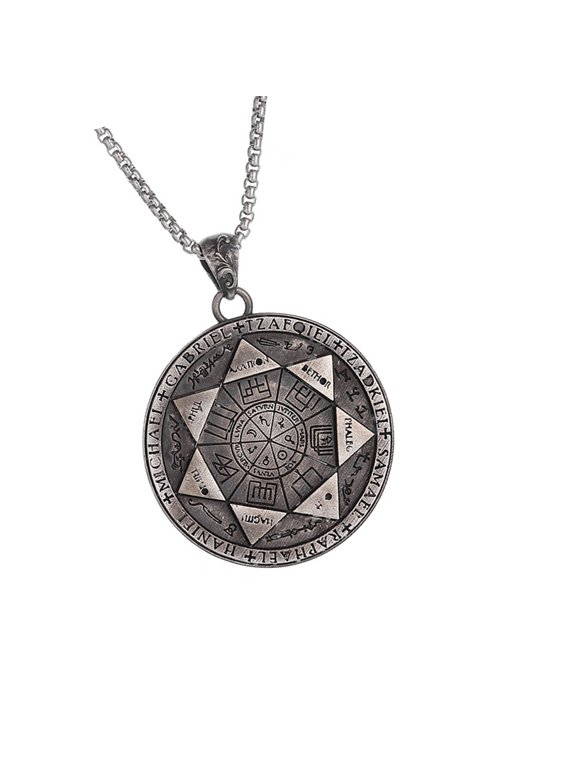 Creative Seven Sacred Symbol Necklace Comfortable Alloy Neck Chain Perfect For Spiritual Wearers