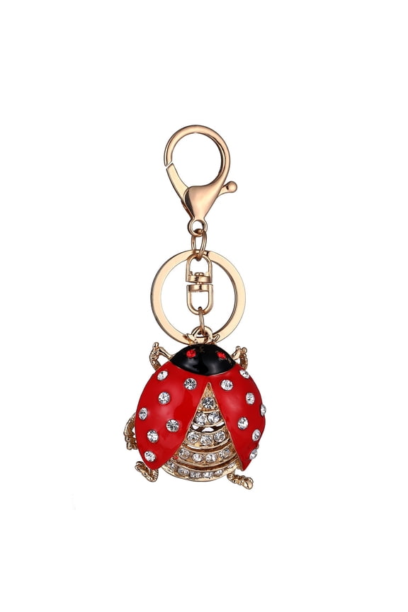 Creative Seven Star Ladybug Key Chain: 11CM Alloy Couple Key Ring for Keys, Bags, and Accessories