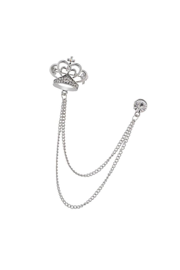 Creative Shape Brooch Rhinestone Lapel Pin Suits Jacket Scarf Badge Charm Accessories for Men - Silver