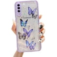 thumbnail image 1 of Creative Shiny Butterfly Phone Case for Samsung Galaxy A32 5G A51 A52 A71 A72 A12 A21S A50 A31 4G, Clear Precision Hole Back Cover(Purple,A12), 1 of 5