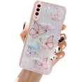 thumbnail image 1 of Creative Shiny Butterfly Phone Case for Samsung Galaxy S22 Ultra S21 Plus S20 FE A22 A13 A42 A53 5G, Clear Precision Hole Back Cover(Pink,S22), 1 of 5