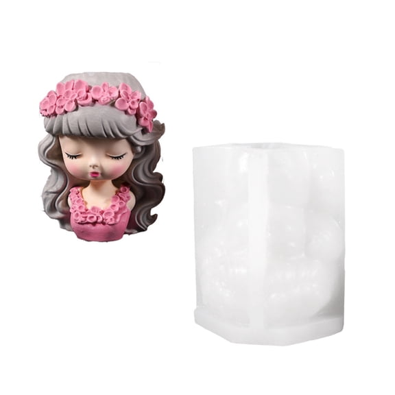 Creative Silicone Cast For Rosin Flower Container Highlighting Blossomy Wreath Girl Plan Crafting Set
