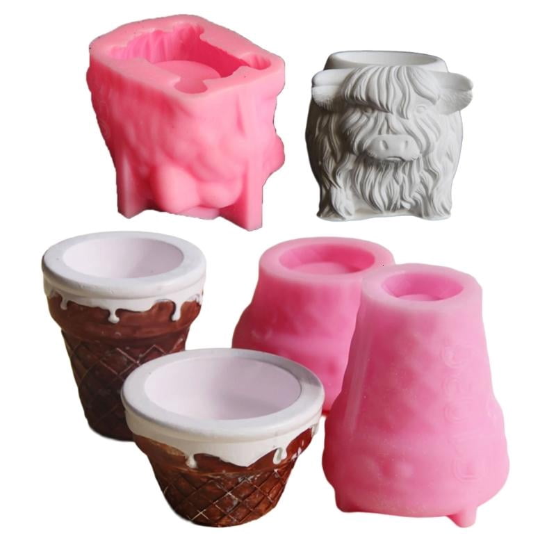 Creative Silicone Mold for DIY Cow Shaped Planter Candle Holder Epoxy Mould