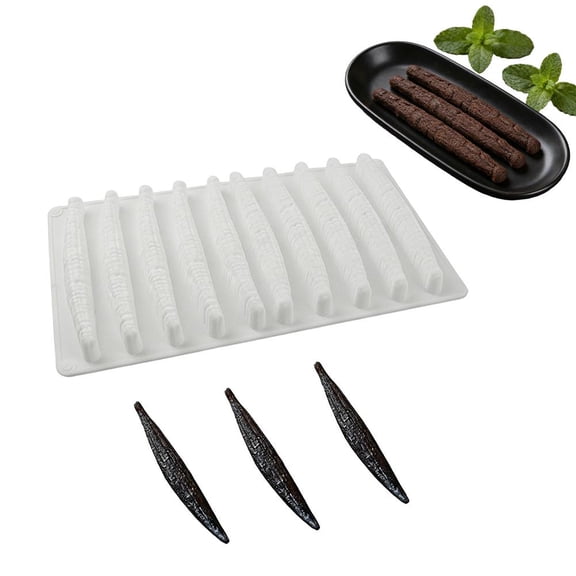 Creative Silicone Vanilla Pods Mousses Mold, Vanilla Bean Silicone Mold Food Grade Flexible Tray for Chocolate Mousse Candy and Pastry Baking