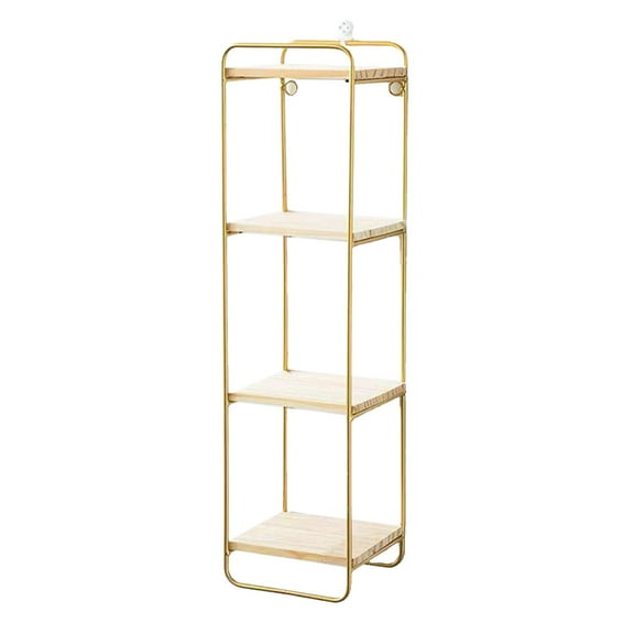 Creative Simple Wrought Iron Wall Display Shelves Organizer Wooden Partition - golden