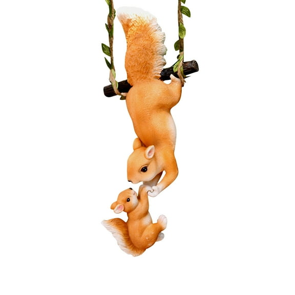 Creative Simulation Animal Squirrel Ornament Mother And Baby Squirrel, Hand-Painted Durable Poly , Adorable Unique Garden Yard Home Decoration Diy Pendant