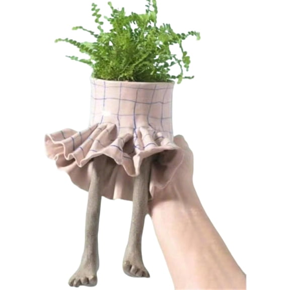 Creative Sitting Leggy Planter, Funny Human-Shaped Resin Pot with Drainage for Succulents, 1 Pc