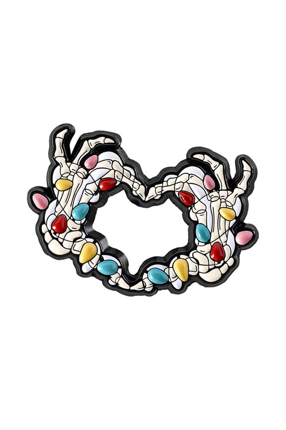 Creative Skull Ribs Holly Enameled Lapel Pin Punk Jewelry Gift Brooch For Holiday Parties Everyday Styling
