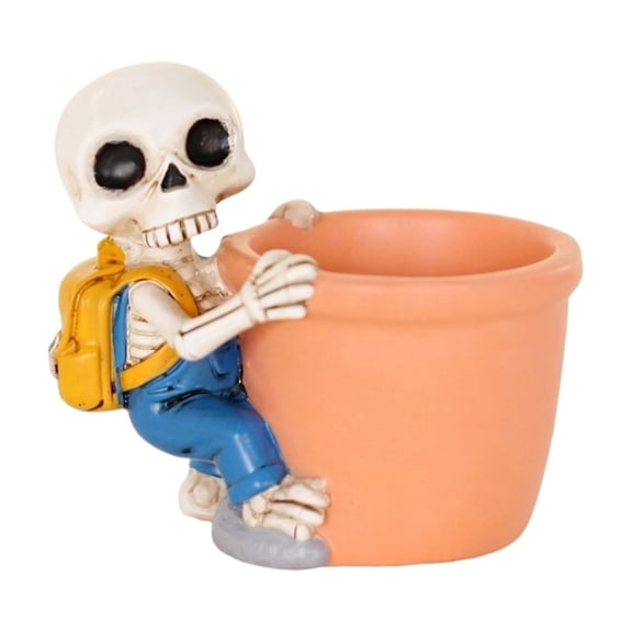 Creative Skull Shape Resin Flower Pot Planter, Gothic Style Pot Container for Home Indoor Outdoor Succulent Plants, Decorative Garden Holder for Seasonal Home Decoration 9.2*6.5*8.4cm