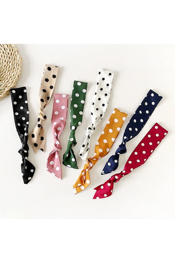 Creative Small Dot Pattern Bag Handbag Handle Ribbon Scarf Hair Head Band Neck Neckerchief Scarf Fashion Gifts Green