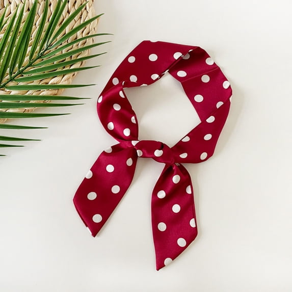 Creative Small Dot Pattern Bag Handbag Handle Ribbon Scarf Hair Head Band Neck Neckerchief Scarf Fashion Gifts Red One Size