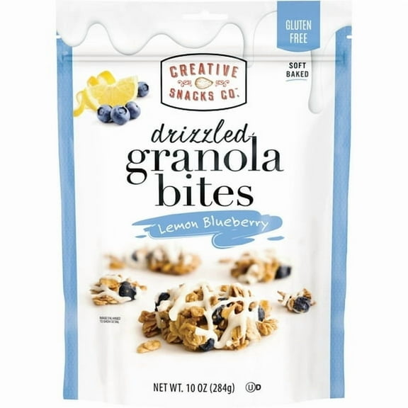 Creative Snacks Gluten Free Lemon Blueberry Drizzle Granola Bites, 10 oz Bag pack of 2
