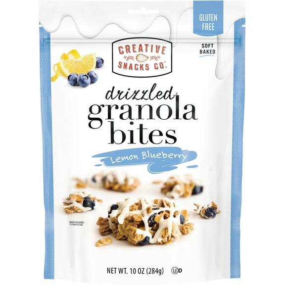 Creative Snacks Gluten Free Lemon Blueberry Drizzle Granola Bites, 10 oz Bag