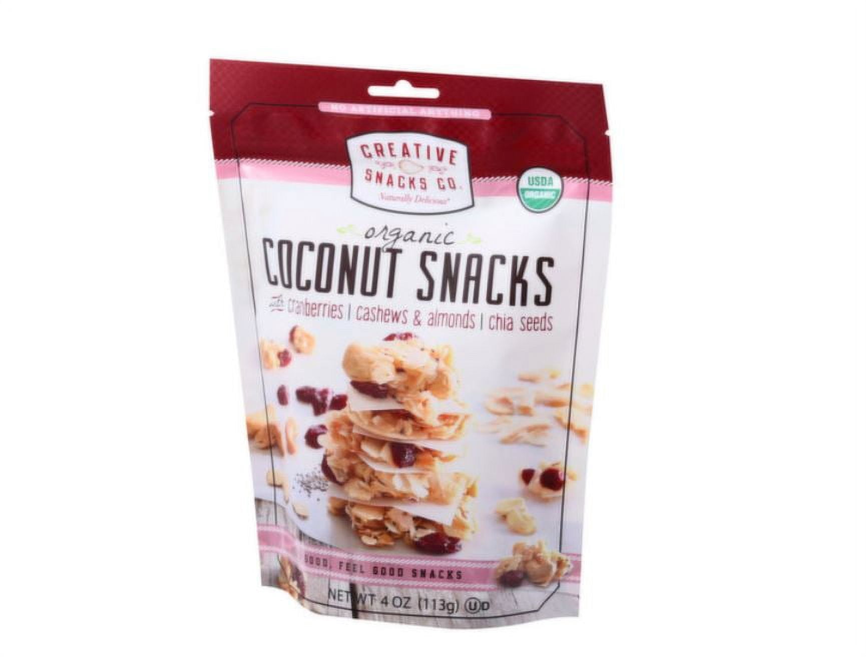 Creative Snacks Organic Coconut With Cranberries, Cashews & Almonds, Chia Seeds, 4 Ounce - Pack Of 3