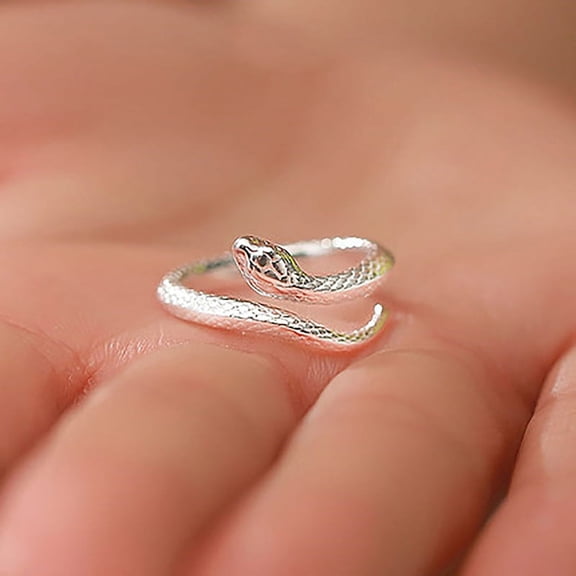 Creative Snake Ring Fashion Animal Finger Ring Opening Adjustable Personality Ring For Men Women Tail Ring Jewelry