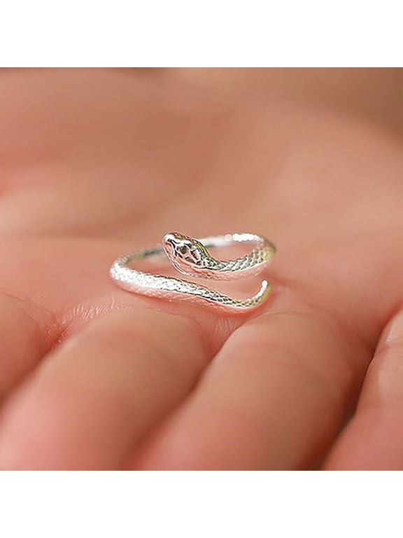 Creative Snake Ring Fashion Animal Finger Ring Opening Adjustable Personality Ring For Men Women Tail Ring Jewelry