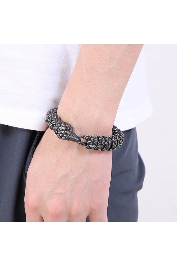 Creative Snake-shaped Eagle Punk Distressed Black Exaggerated Olecranon Titanium Steel Men's Bracelet