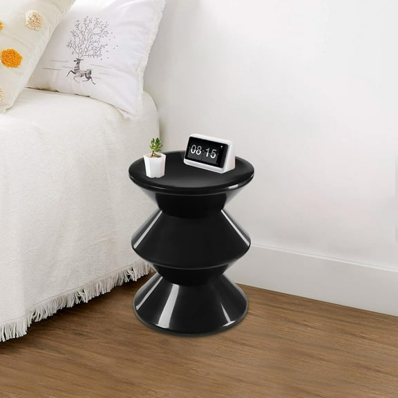 Creative Sofa Side Talbe, Vintage End Table Cute Hourglass Sofa Stool Small Night Stand for Couch, Sofa & Chair, Scandinavian Decor Round Table for Coffee Patio Living Room, Bedside (Black)