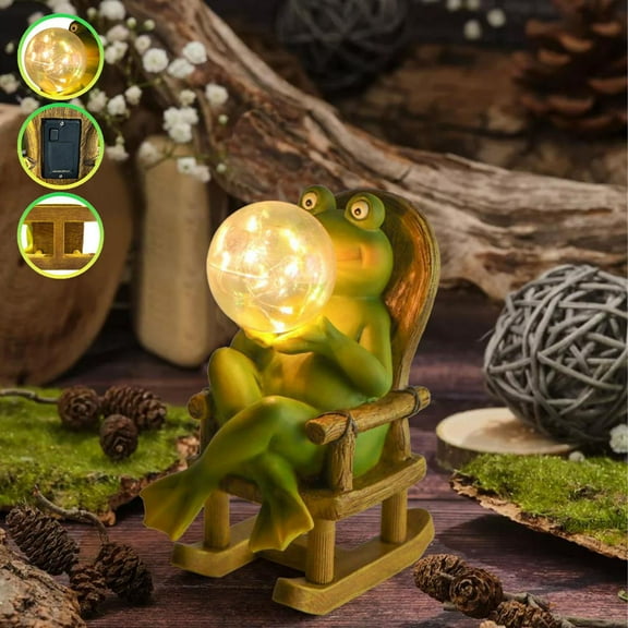 Creative Solar Power Frogs Statue Garden Light With Bubble Blowing Designs Model Figurine for Yard Decoration, Outdoor Light Decor Hand-Painted Whimsy for Yard Patio Porch Fairy Decoration