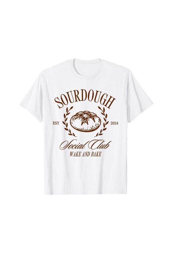 Creative Sourdough Social Club Bread Graphic T-Shirt for Baking Enthusiasts