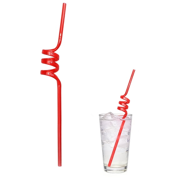 Creative Spiral Straw Red - Reusable Flexible Straw with Fun Twisted Design - for Party Drinks, Cocktails, Smoothies, Home Use, Bar, Picnic, Daily Beverages