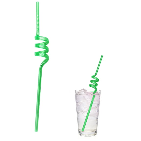 Creative Spiral Straws - Green Color, Fun Design for Drinks, with Curly Shape for Parties, Picnics, Daily Use