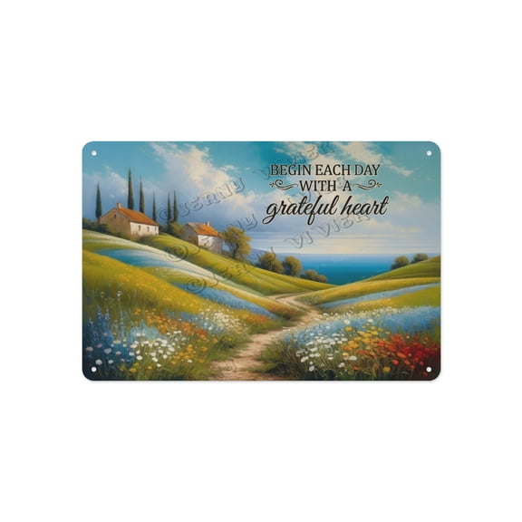 Creative Spring Hill Aluminum Metal Sign, 5.5 x 8 Inches, Adds Personality to Your Living Room, Kitchen, or Garden with Whimsical Spring Design