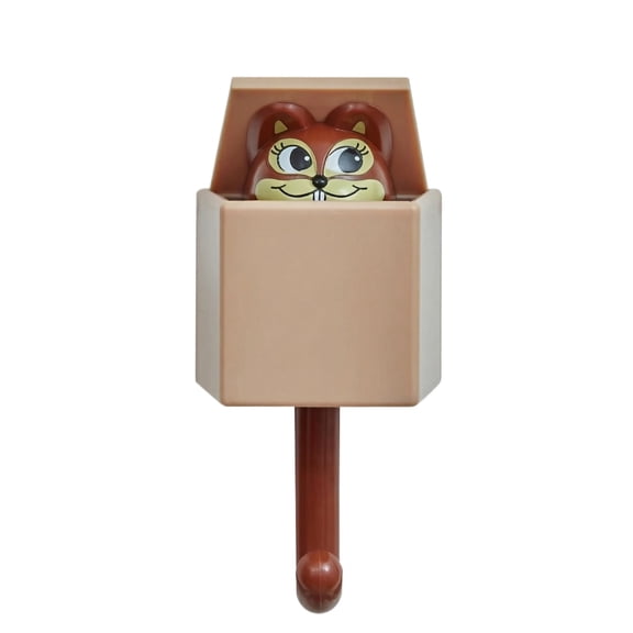 Creative Squirrel Cute Pet Key Holder Wall Mount, Retractable Utility Hook for Coat Scarf Hat Towel Bag, Home Decor(Brown)