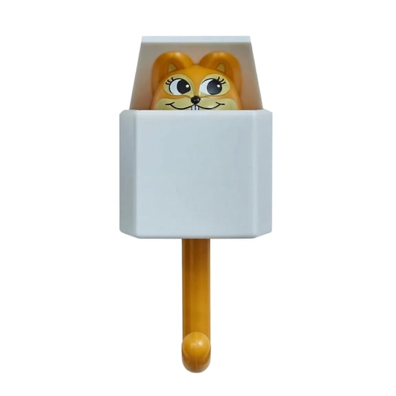 Creative Squirrel Cute Pet Key Holder Wall Mount, Retractable Utility Hook for Coat Scarf Hat Towel Bag, Home Decor(Yellow)