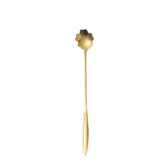 Creative Stainless Steel Home Coffee Stirring Spoon Long Handle Flower Shaped Design for Kitchen Office Use Durable Tableware