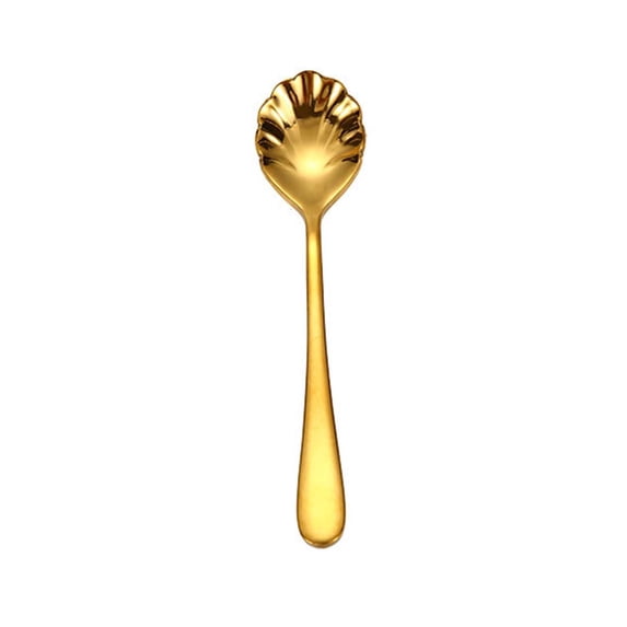 Creative Stainless Steel Shell Shaped Mixing Tea Spoons, Versatile Stainless Steel Mixing Spoons - Ideal for Cooking, Serving, Stirring Coffee, Tea, Sugar, Desserts, and Cakes(Gold,5.2x1.18")