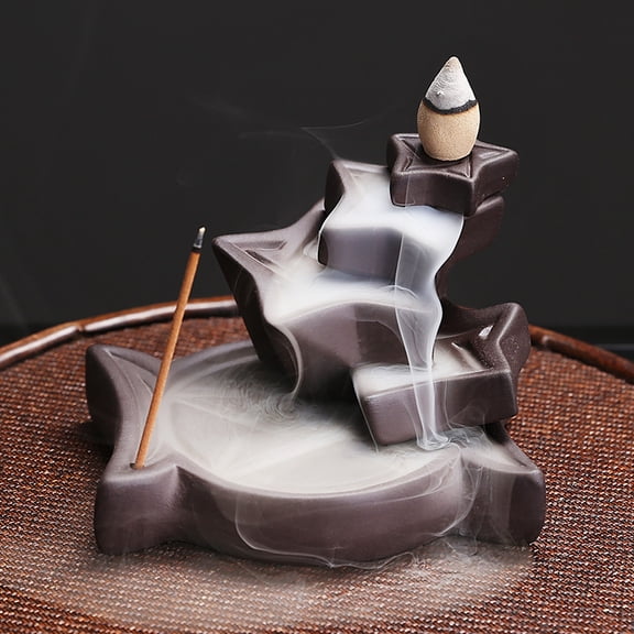 Creative Star Waterfall Backflow Incense Burner Purple Clay Reflux Incense Burner Craft Ornament Festival Decoration