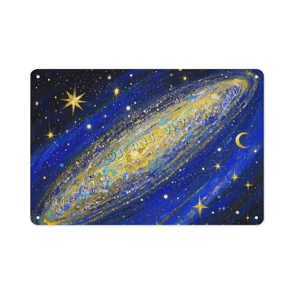 Creative Starry Sky Aluminum Sign for Meditation Room, Reading Corner, Yoga Studio – Galaxy Wall Poster for Women, Teens, Book Lovers, Wellness Enthusiasts 8x12 inch