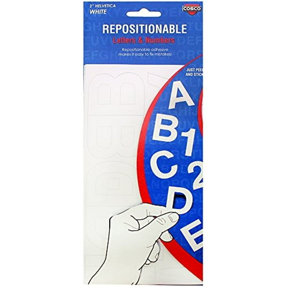 Creative Start Cosco Letters and Numbers 2" Helvetica Font 133 Characters, White (098196)