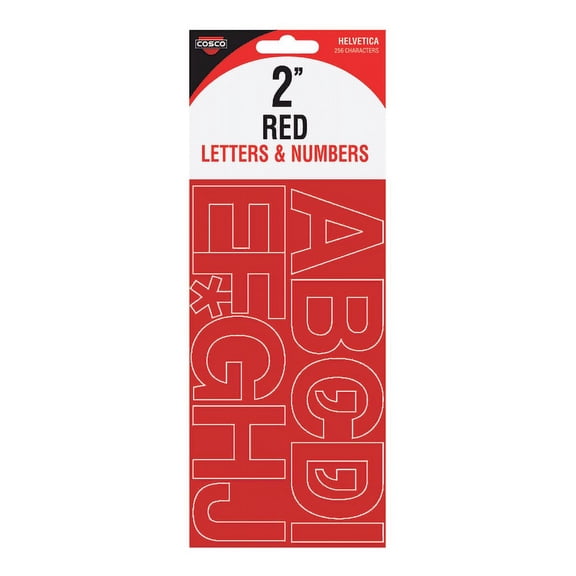 Creative Start Self-Adhesive Letters, Numbers and Symbols, 2", Helvetica, Red, Pack of 133