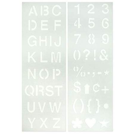 Creative Start® Stencil Kit, Reusable Plastic, Letters, Numbers and Symbols, Helvetica, 1", 53 Characters