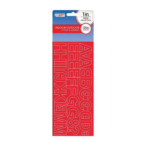 Creative Start Vinyl Letters, Numbers and Characters, Self-Adhesive, 1", Helvetica Font, Red