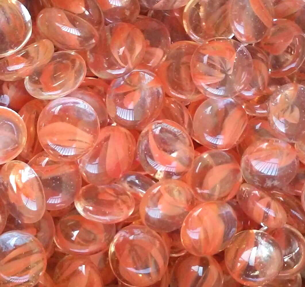 Creative Stuff Glass - Medium Size - Glass Gems - Vase Fillers - Aquarium Decorations (3 lb Orange Cat-Eye Medium)